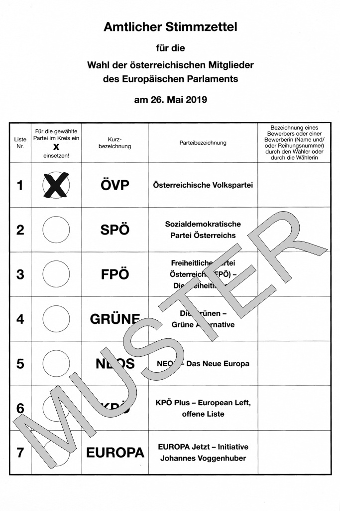 EU Wahl Stimmzettel Muster