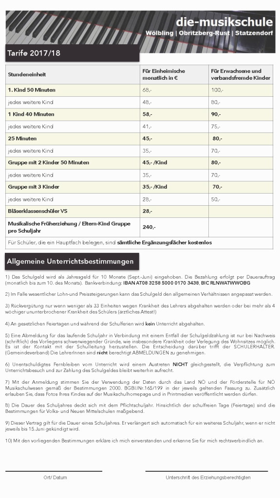 Anmeldung Musikschule
