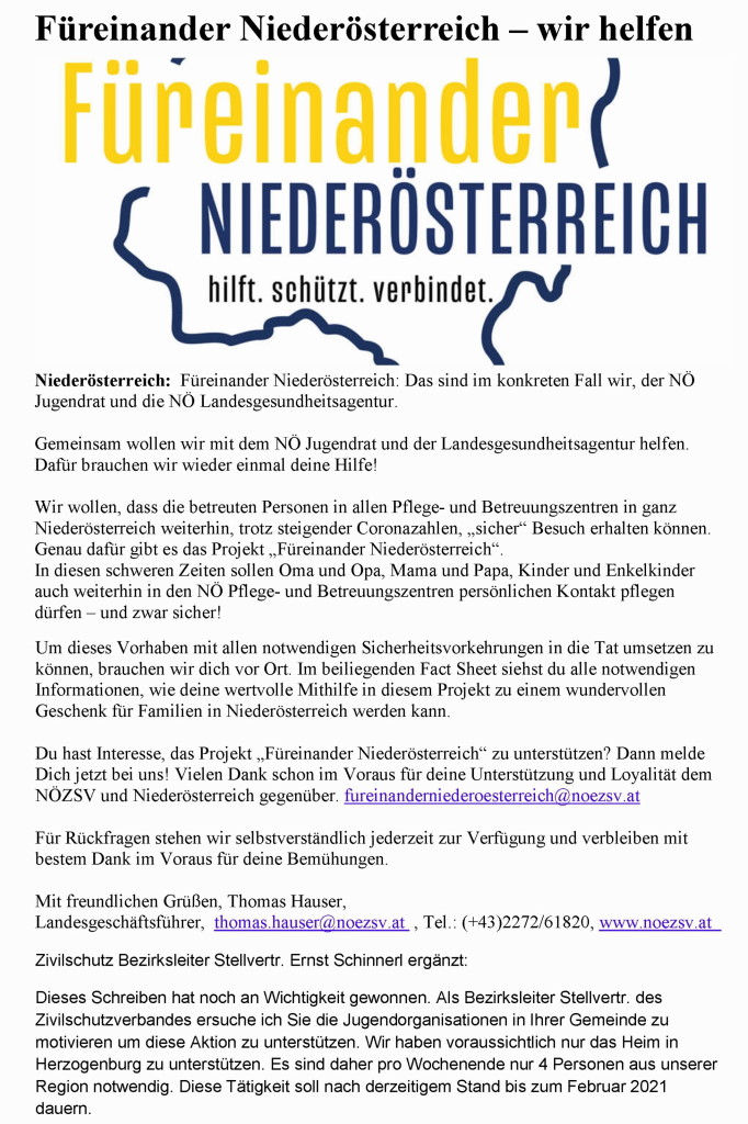 Füreinander NÖ   ZSV   2020