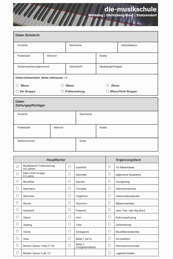 Musikschul-Anmeldung