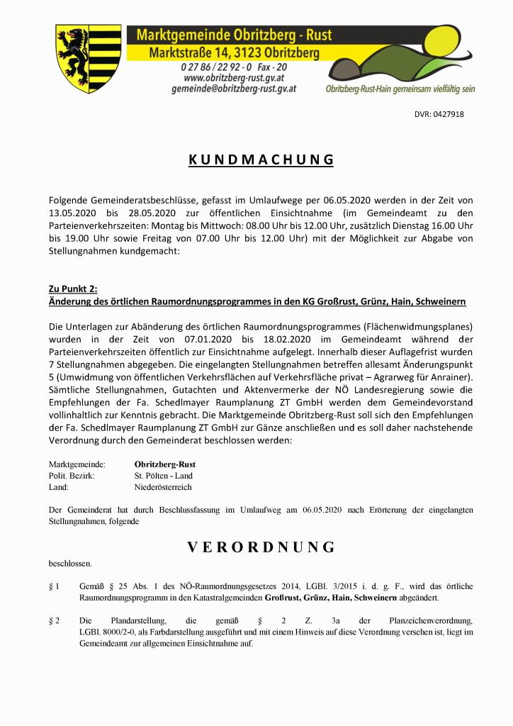 Kundmachung GR Umlaufbeschluss