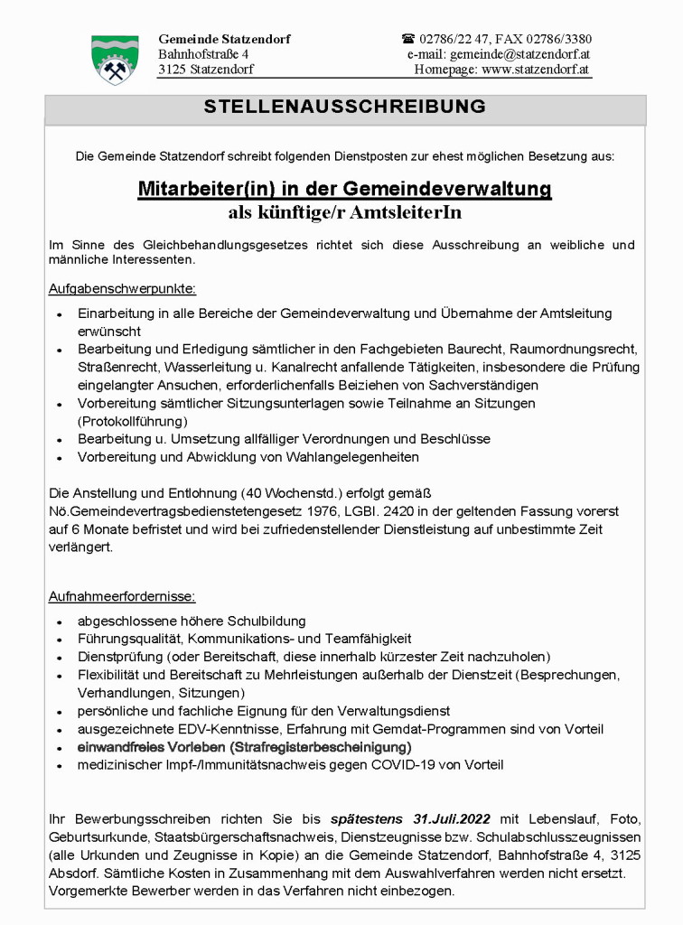 Job Statzendorf Amtsleitung i