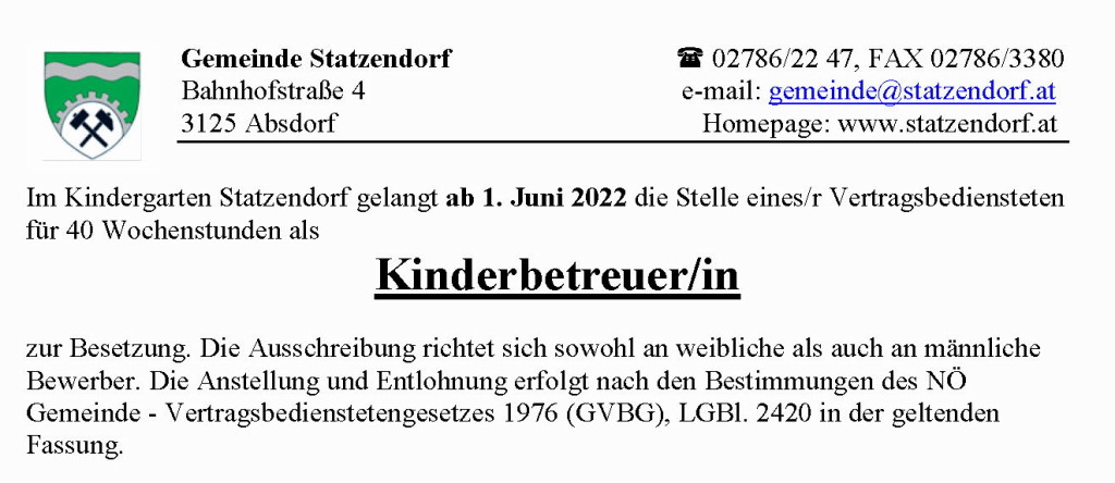 Kinderbetreuerin Statzendorf