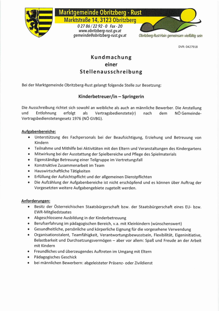 Kinderbetreuung - Springer(in)