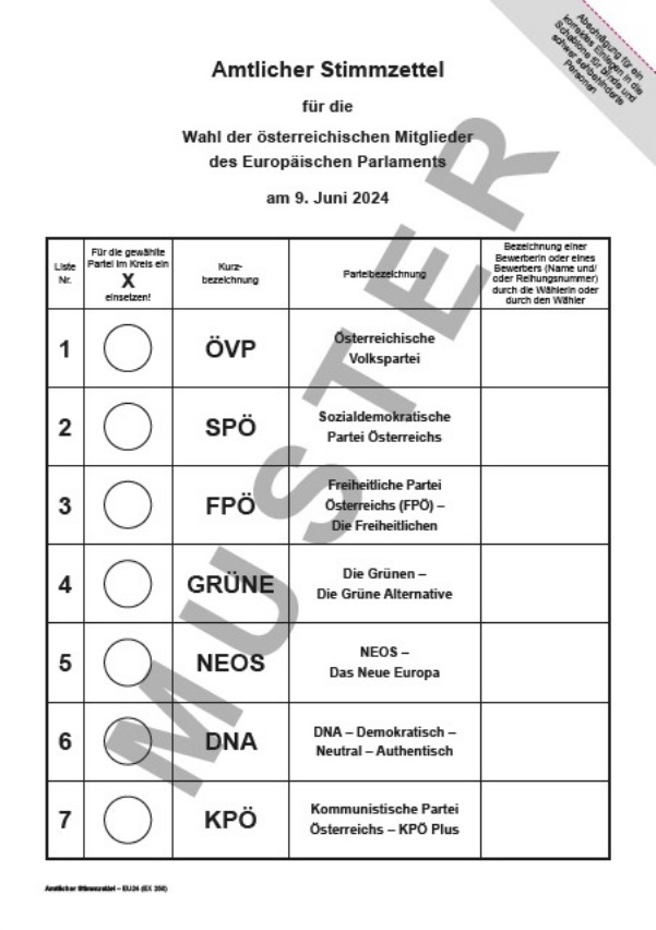 EU Wahl 2024 Stimmzettelmuster