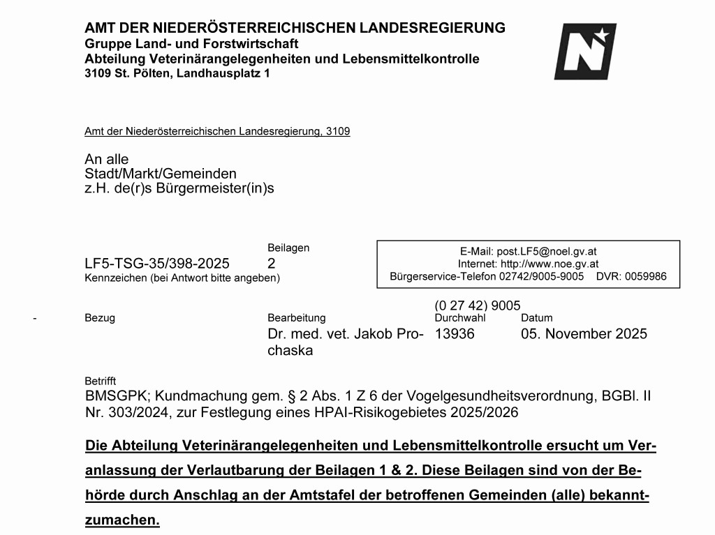 2025 11 05 Vogelgrippe Verordnung