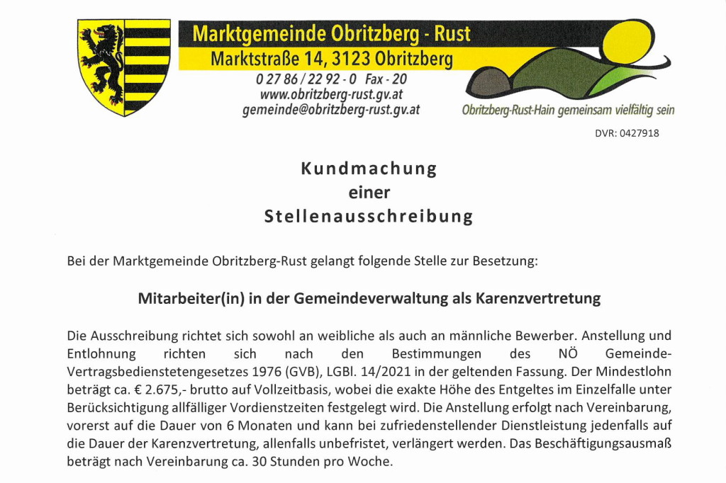 Karenzvertretung gesucht