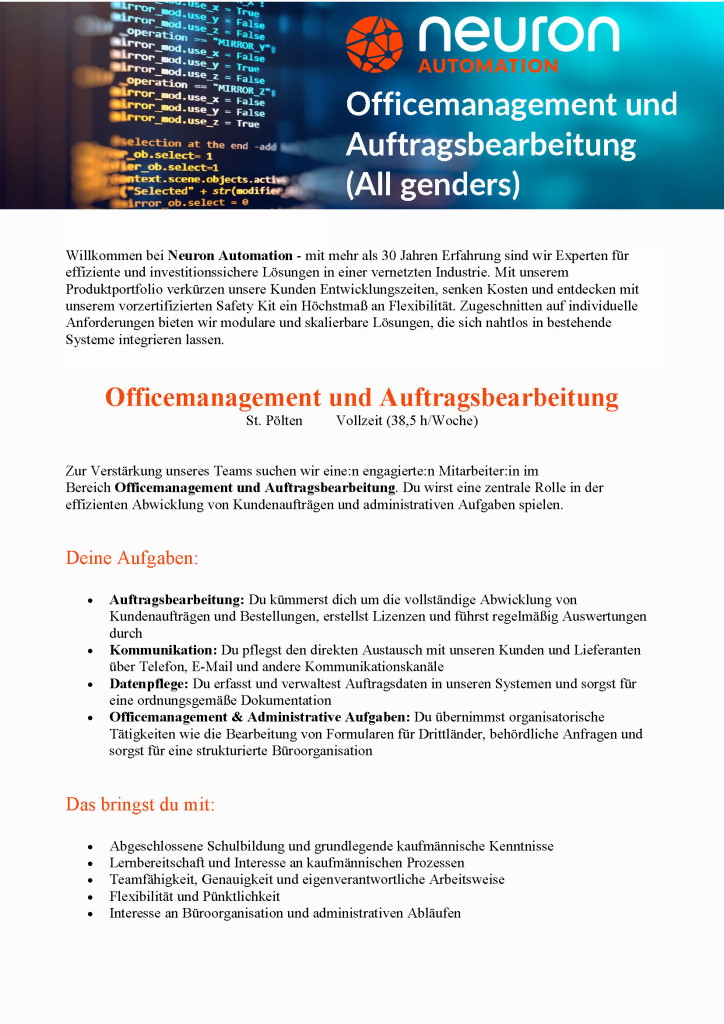 Officemanagement und Auftragsbearbeitung